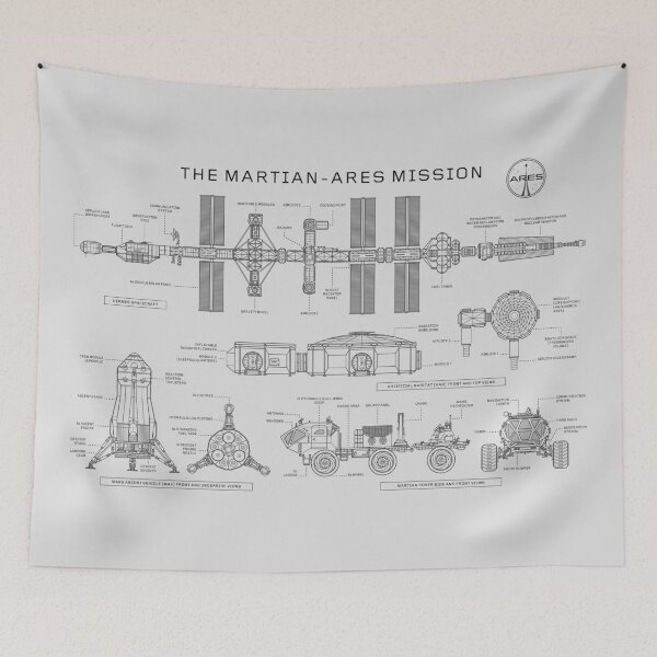 Artikelvorschau, The Martian - Ares Mission (White Stencil-No Background) entworfen und verkauft von BGALAXY.