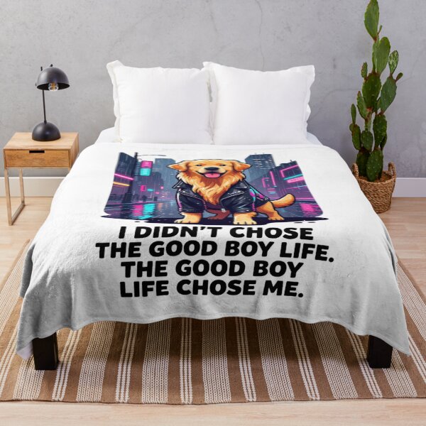 Item preview, The Good Boy Life Chose Me - Cyberpunk Golden Retriever designed and sold by GoldenPaw Society.