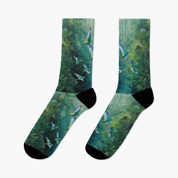 Item preview, A Budgerigar flock sweeping over rainforest valleys, Birds in Motion designed and sold by CDC40.