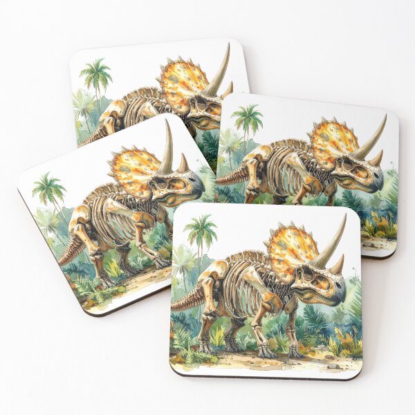 Item preview, Triceratops skeleton in the primeval forest, dinosaur designed and sold by LiskoDesign.