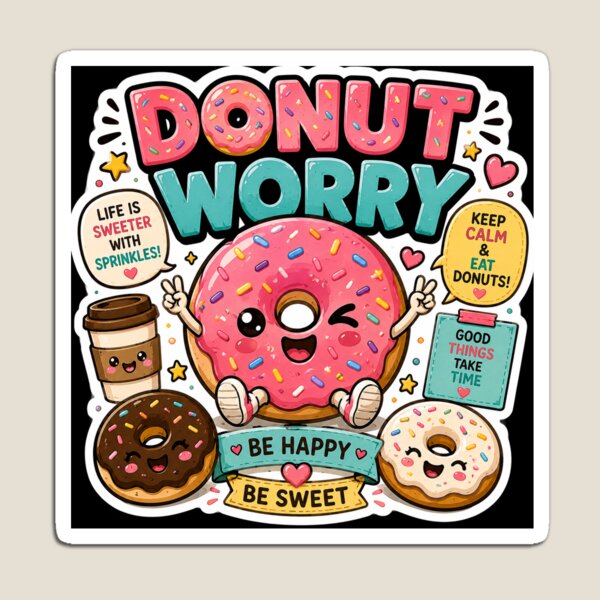 Artikelvorschau, Donut Worry Niedlicher Kawaii Donut-Aufkleber entworfen und verkauft von BrainBuckets.