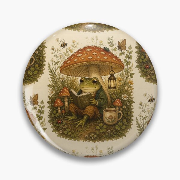 Item preview, Cottagecore Frog Reading Under Mushroom | Whimsical Forest Art Print | Goblincore Wall Decor | Cozy Nature Digital Download designed and sold by LuxeBuzz.