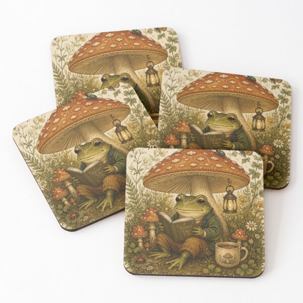 Item preview, Cottagecore Frog Reading Under Mushroom | Whimsical Forest Art Print | Goblincore Wall Decor | Cozy Nature Digital Download designed and sold by LuxeBuzz.