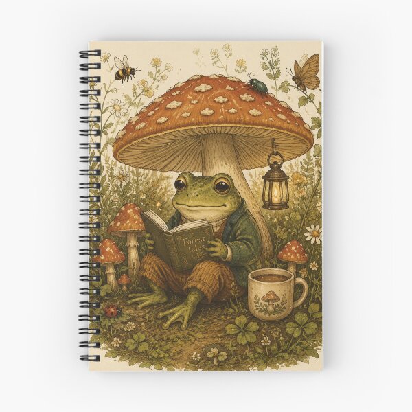 Item preview, Cottagecore Frog Reading Under Mushroom | Whimsical Forest Art Print | Goblincore Wall Decor | Cozy Nature Digital Download designed and sold by LuxeBuzz.