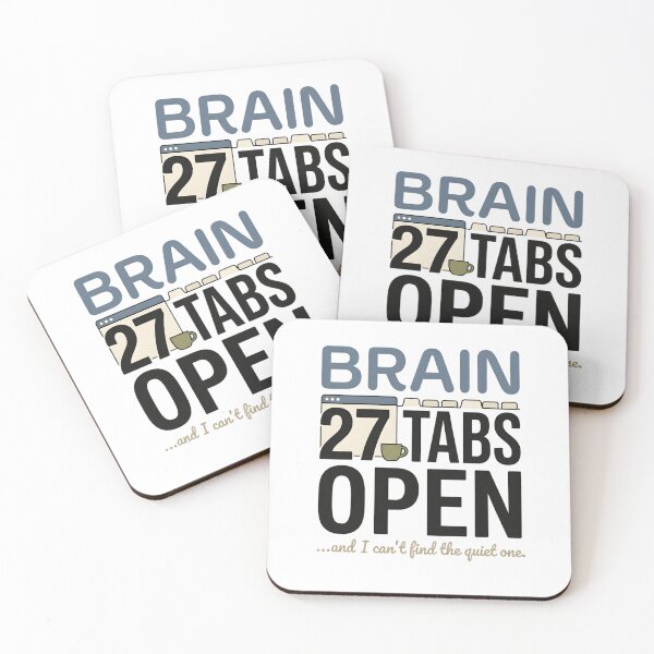 Item preview, Brain 27 Tabs Open Funny Overthinker Introvert ADHD Style Humor Typography Design designed and sold by softmind studio.