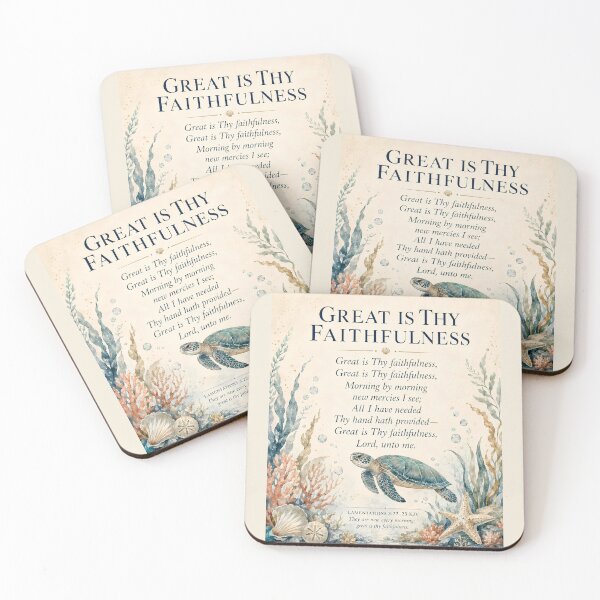 Item preview, Great Is Thy Faithfulness Sea Turtle Hymn Art – Lamentations 3:22–23 KJV Christian Ocean Wall Decor designed and sold by FaithThroughEverySeason.