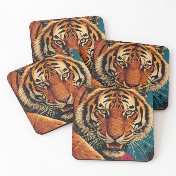 Item preview, Retro Tiger Portrait – Vintage Halftone Wildlife Illustration designed and sold by Jandedan.