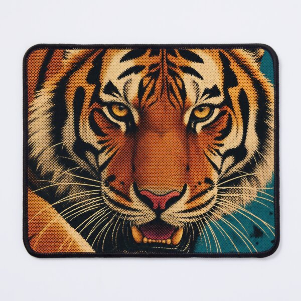 Item preview, Retro Tiger Portrait – Vintage Halftone Wildlife Illustration designed and sold by Jandedan.