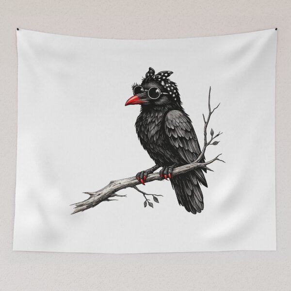Item preview, Stylish Female Crow with Red Beak designed and sold by NucciCollective.