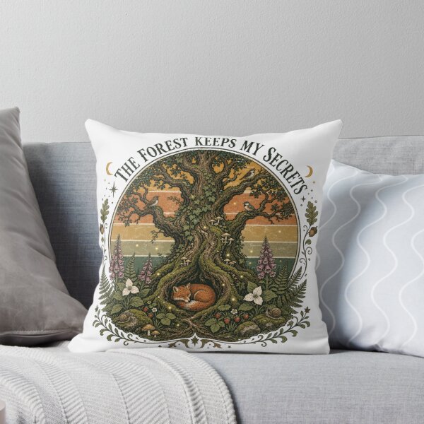 Item preview, The Forest Keeps My Secrets Cottagecore Fox & Ancient Oak Vintage Nature T-Shirt designed and sold by Print Finds.