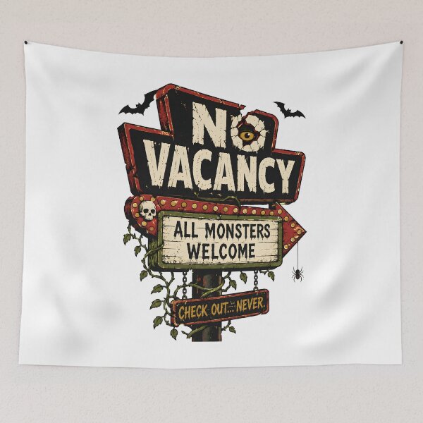 Item preview, No Vacancy – Haunted Monster Motel Vintage Horror Sign designed and sold by Weasel Graphix.
