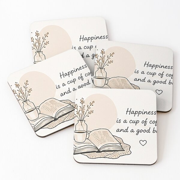 Item preview, Happiness Is a Cup of Coffee and a Good Book | Cozy Coffee Lover Art designed and sold by Sara-Ai.