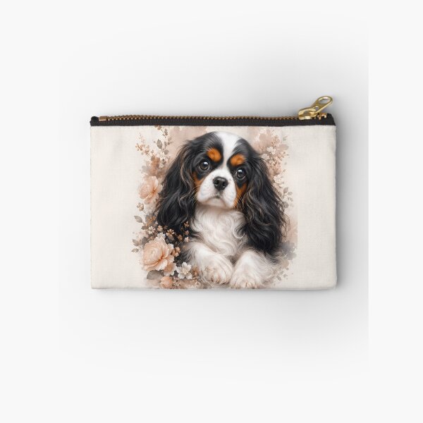 Item preview, Cavalier King Charles Spaniel Puppy with Soft Floral Watercolor Background | Elegant Dog Portrait Art | Romantic Pet Illustration designed and sold by ManJiangHong.