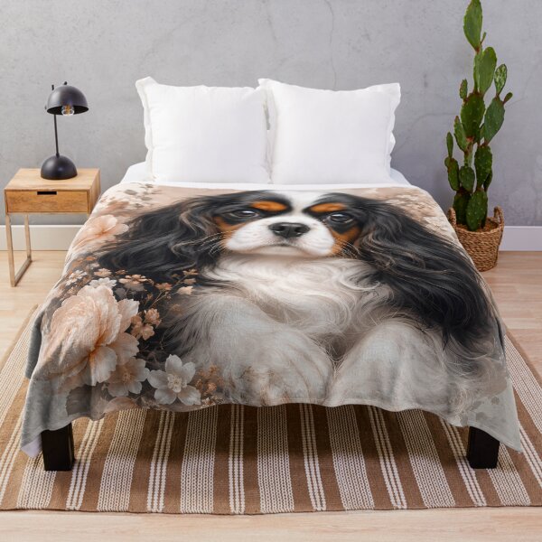 Item preview, Cavalier King Charles Spaniel Puppy with Soft Floral Watercolor Background | Elegant Dog Portrait Art | Romantic Pet Illustration designed and sold by ManJiangHong.