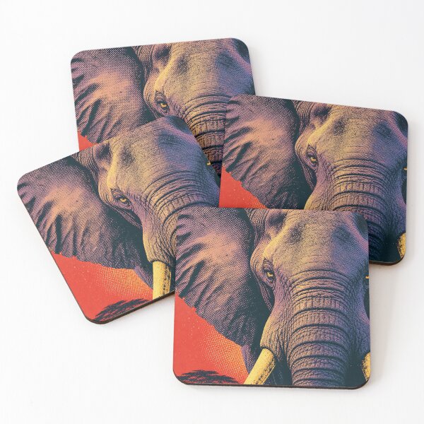 Item preview, Retro Elephant Portrait – Vintage Halftone Wildlife Illustration designed and sold by Jandedan.