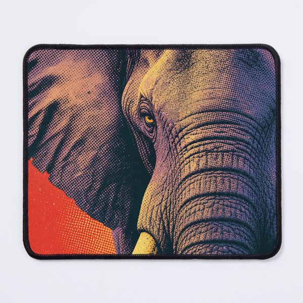 Item preview, Retro Elephant Portrait – Vintage Halftone Wildlife Illustration designed and sold by Jandedan.