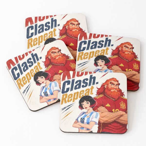 Item preview, Kick Clash Repeat - Argentina and Spain Football Retro Art designed and sold by Hen-C-Art.