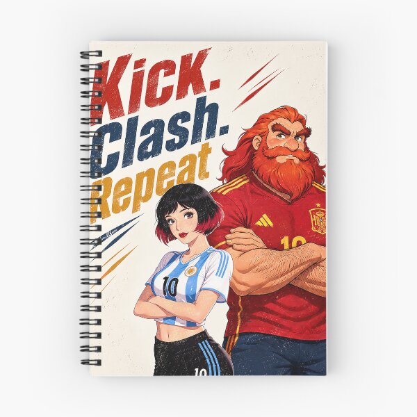 Item preview, Kick Clash Repeat - Argentina and Spain Football Retro Art designed and sold by Hen-C-Art.