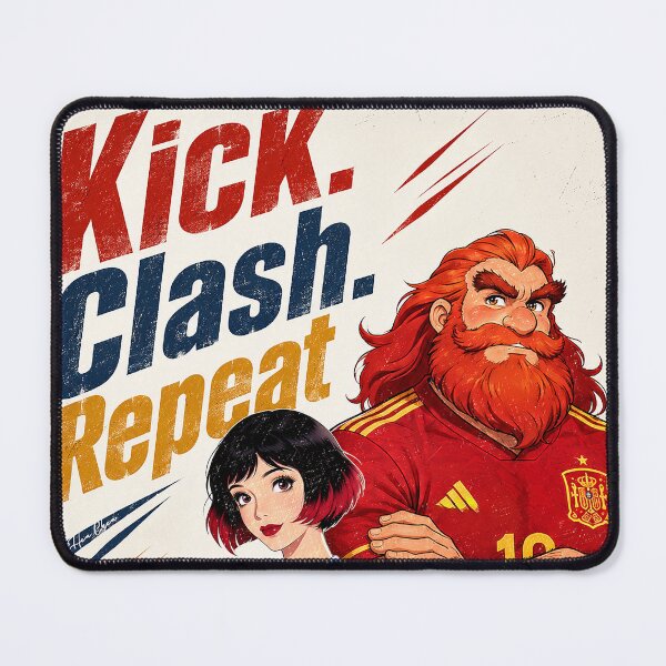 Item preview, Kick Clash Repeat - Argentina and Spain Football Retro Art designed and sold by Hen-C-Art.