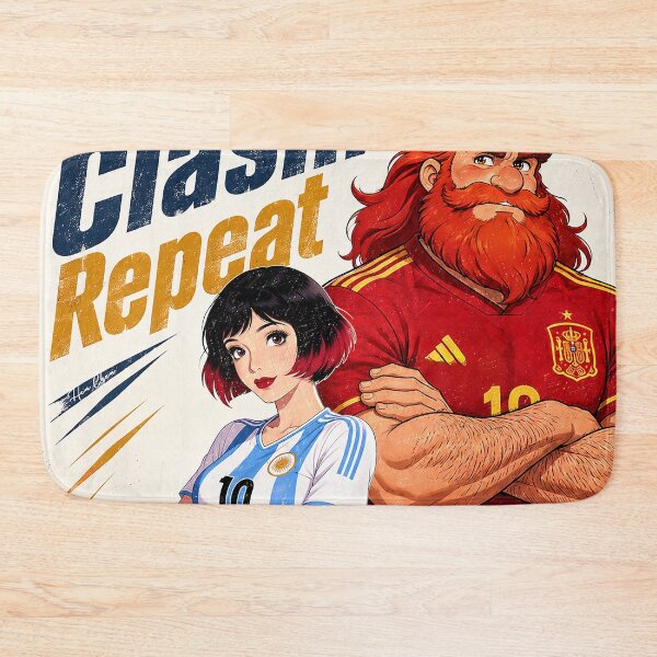 Item preview, Kick Clash Repeat - Argentina and Spain Football Retro Art designed and sold by Hen-C-Art.