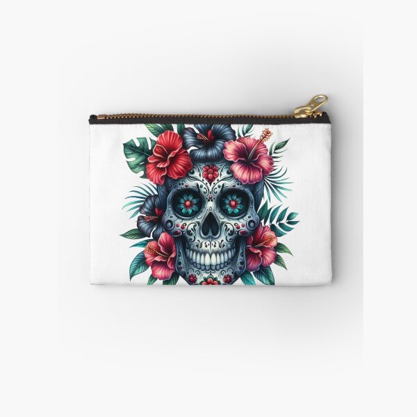 Item preview, Sugar Skull with hibiscus flowers designed and sold by Ginetta0815.