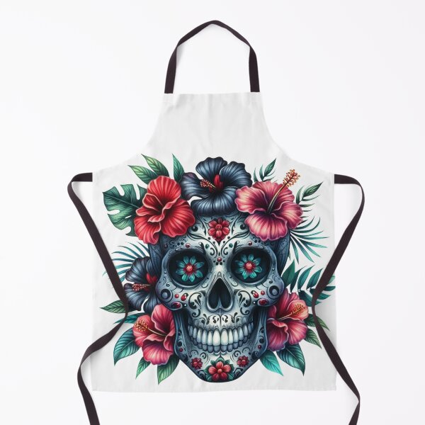Item preview, Sugar Skull with hibiscus flowers designed and sold by Ginetta0815.