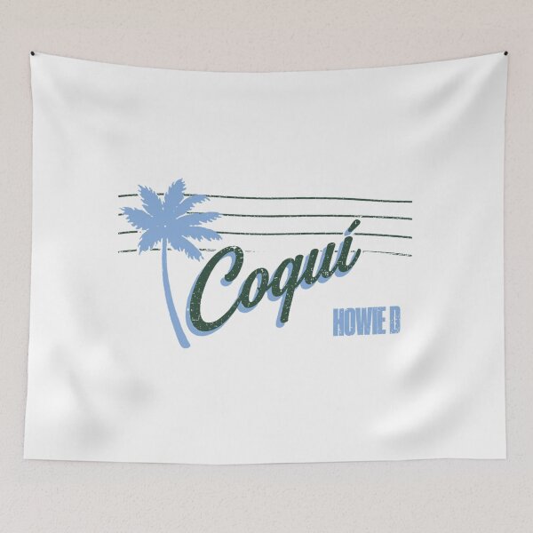 Item preview, Coqui Howie D Retro Blue Palm Tree Tropical Sunset Graphic T-Shirt designed and sold by WumbleDoor.