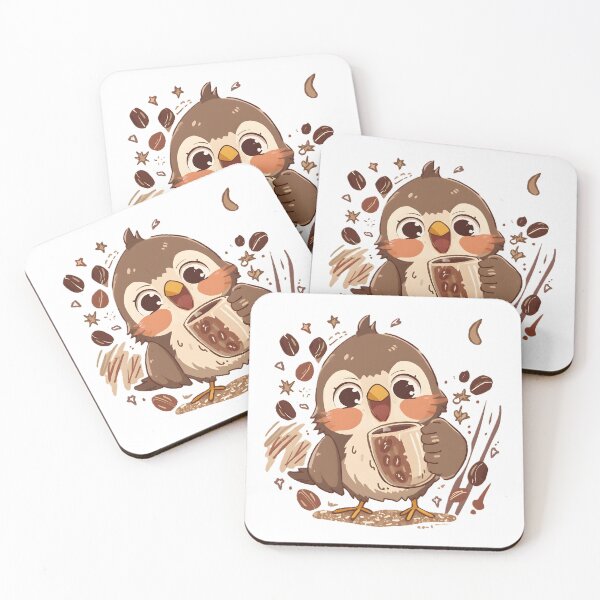 Item preview, Cute Coffee Sparrow Sticker | Kawaii Sparrow with Coffee Mug | Cozy Bird Lover Illustration designed and sold by dreamz-world.