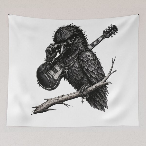 Item preview, Cool Rock Crow with Electric Guitar designed and sold by NucciCollective.