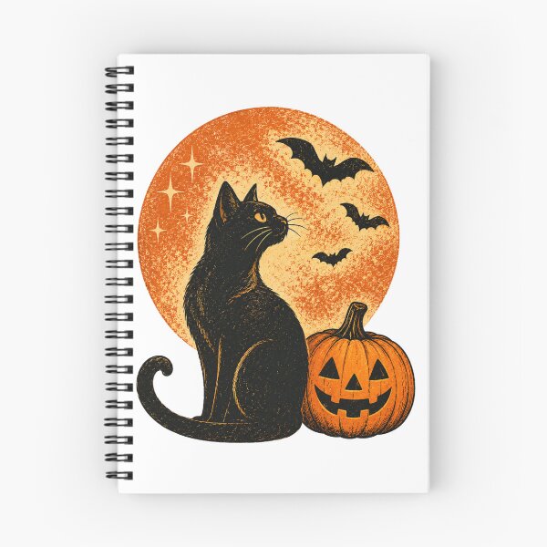 Item preview, Vintage Black Cat & Jack O'Lantern | Retro Halloween Illustration | Distressed Autumn Art designed and sold by Rewind Society.
