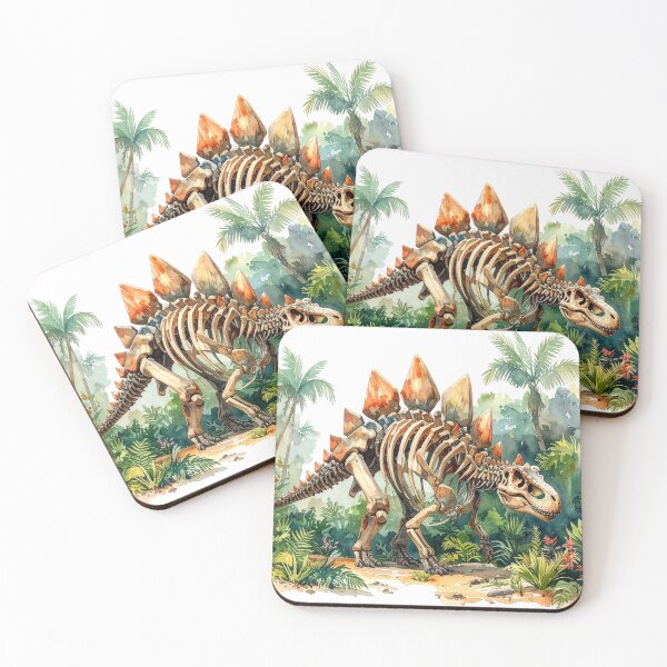 Item preview, Stegosaurus skeleton in the primeval forest, dinosaur designed and sold by LiskoDesign.