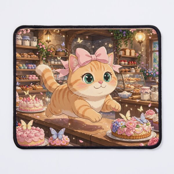 Item preview, Cute Kitten Running In Cozy Bakery designed and sold by Luna's World - Moody Vibes Studio.