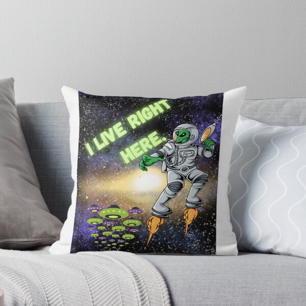 Item preview, Green Alien Astronaut Flying Near UFO Fleet designed and sold by NithskeBR.