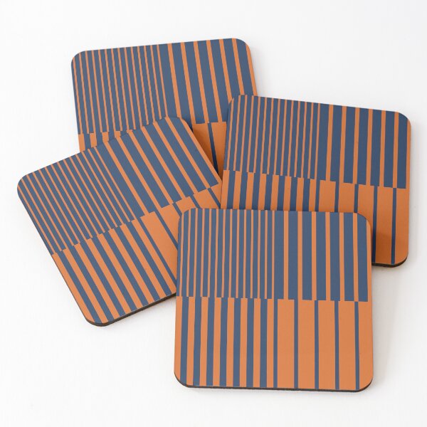Item preview, Geometric Minimalist Op Art Stripes in Navy Blue and Burnt Orange designed and sold by nineFlorals.