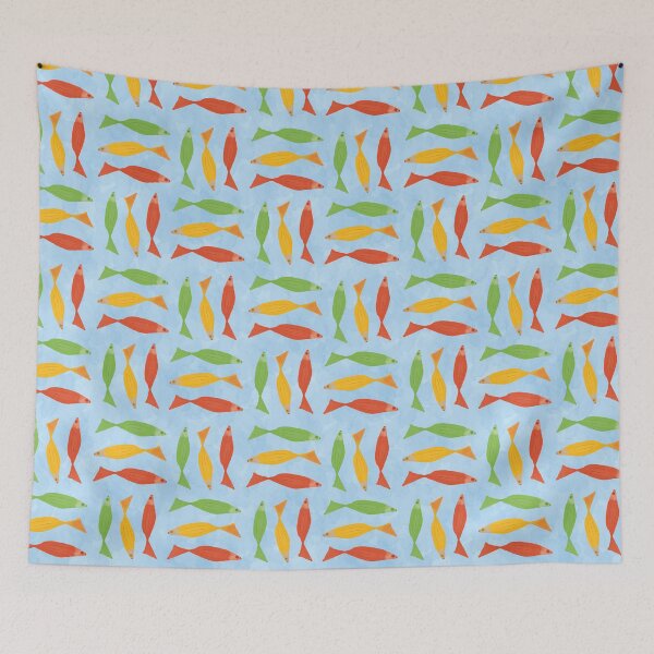 Item preview, Geometric pattern with colorful fish designed and sold by studiodrchicken.