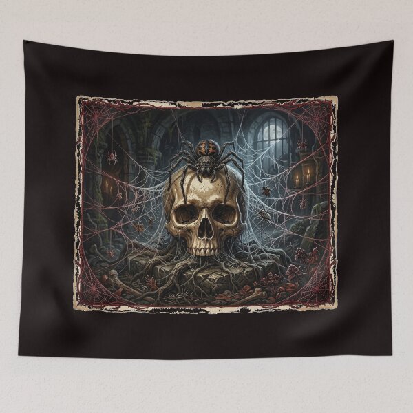 Item preview, Gothic Skull and Spider Web Dark Fantasy Art designed and sold by Evelashop.