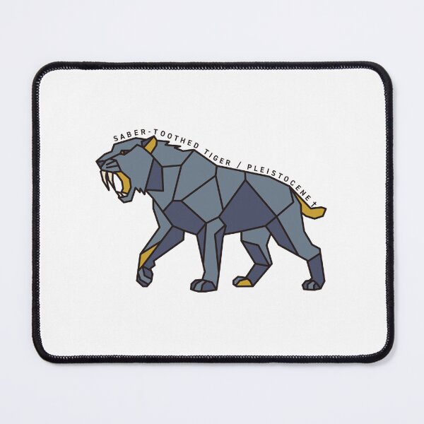 Item preview, Geometric Saber-Toothed Tiger - Mustard & Grey Accents designed and sold by AnimalsKnowAll.