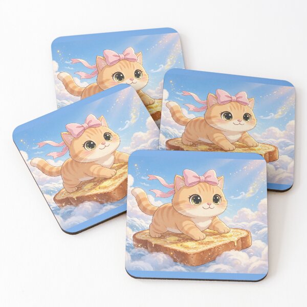 Item preview, Cute Kitten Flying On Butter Toast designed and sold by Moody Vibes Studio.