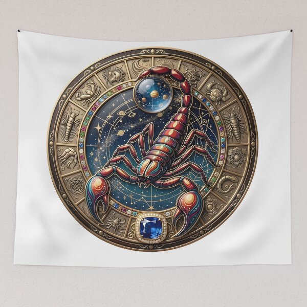 Item preview, Royal Scorpio Zodiac Wheel Sapphire Art designed and sold by Zodiac Celestial Art.