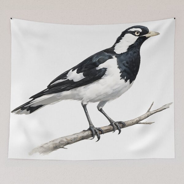 Artikelvorschau, Magpie-lark - Watercolour Study entworfen und verkauft von Jaruart.