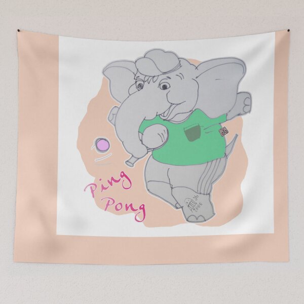 Item preview, Elephant Playing Ping Pong (drawing by ACCI) designed and sold by VanyssaGraphics.