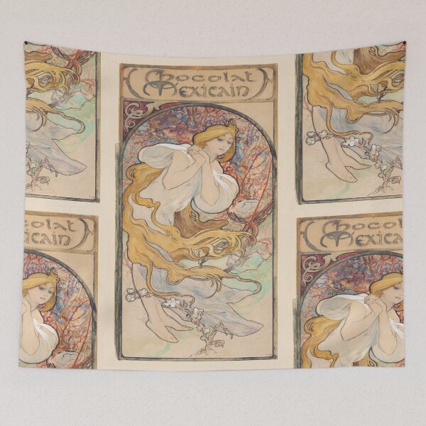 Item preview, Chocolat Mexicain Flowing Golden Hair Woman designed and sold by artofuniverse.