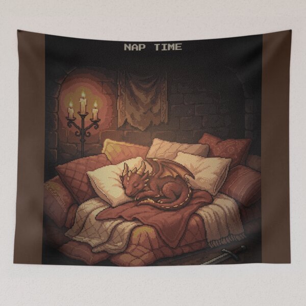 Item preview, Final Boss Nap Time Cozy Dragon Pixel Art Cute designed and sold by Arobinoz.