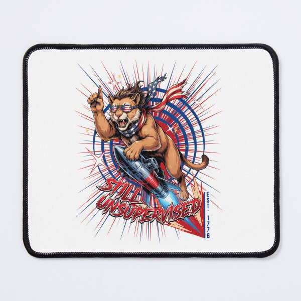 Item preview, Still Unsupervised Lion Rock On Patriotic Tee v1 designed and sold by DarylWelsh2024.