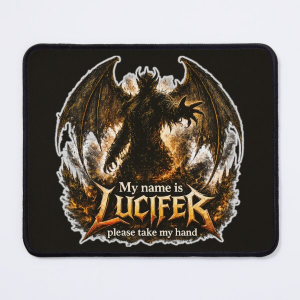 Item preview, My Name Is Lucifer Please Take My Hand Heavy Metal Devil Graphic designed and sold by Dystopian Design.