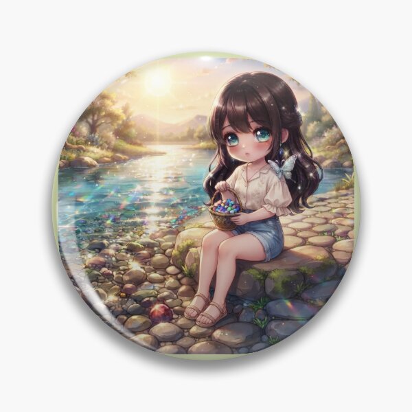 Item preview, A pretty girl gathering enchanted stones by the river designed and sold by Azurart2.