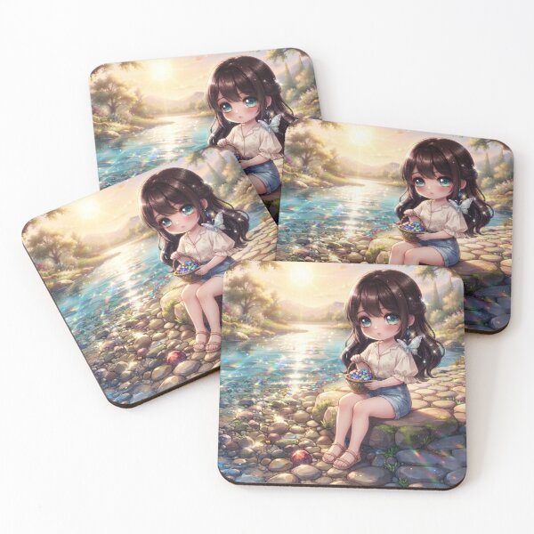 Item preview, A pretty girl gathering enchanted stones by the river designed and sold by Azurart2.