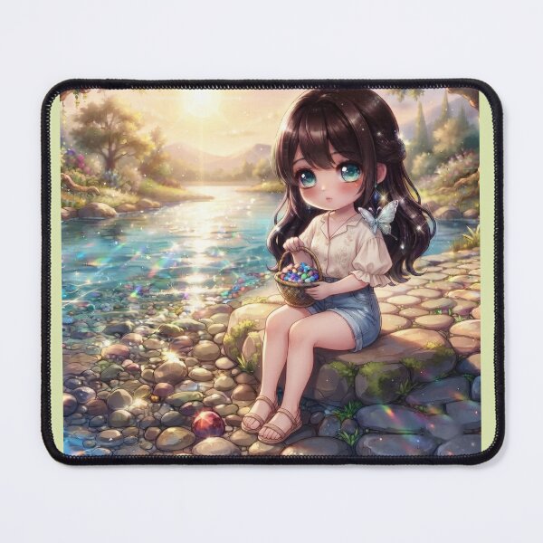 Item preview, A pretty girl gathering enchanted stones by the river designed and sold by Azurart2.