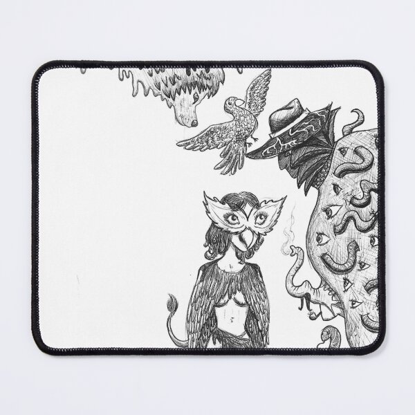 Item preview, Abstract Human Animal Faces and Shapes Black Ballpoint Pen Drawing  designed and sold by BOKEbyTC.