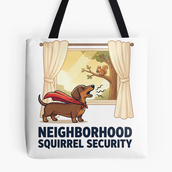 Item preview, Neighborhood Squirrel Security Funny Superhero Dachshund designed and sold by jgoteiner.